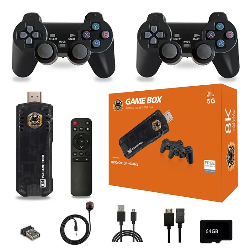 Ігрова консоль AndroidTV&Game Stick X8 64Gb 8K Ultra HD з бездротовим контролером 2.4G