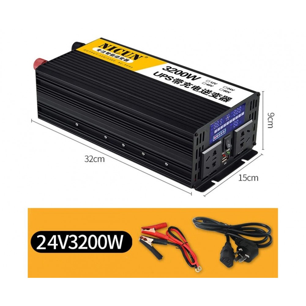 Інвертор перетворювач напруги Nicun SFX24-220 3200W DC 24V - AC 220V з функцією заряджання аккумулятора