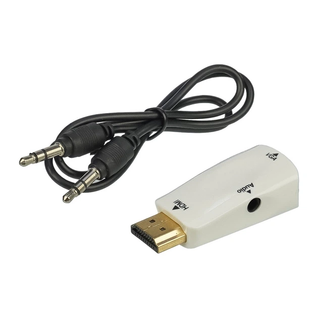 Адаптер перехідник HDMI - VGA (F) + AUX (3.5) білий