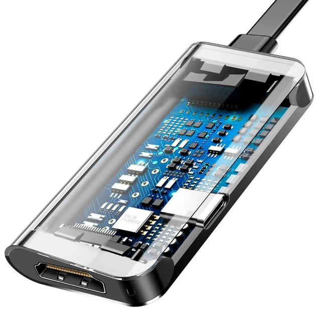 Adapter Baseus Little Box (CAHUB-E0G) Type-C to HDMI+Type-C Smart HUB Converter Grey