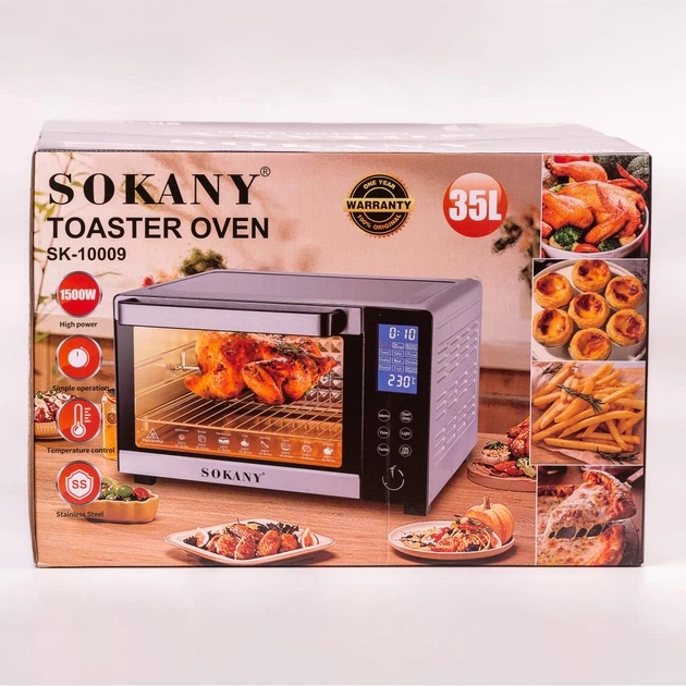 Духовка електрична настільна SOKANY SK-10009 об'ємом 35 літрів з таймером, білий