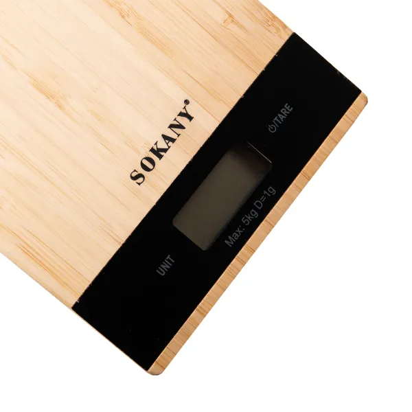 Ваги кухонні електронні SOKANY SK-19025 до 5 кг з плоскою платформою, дерево.