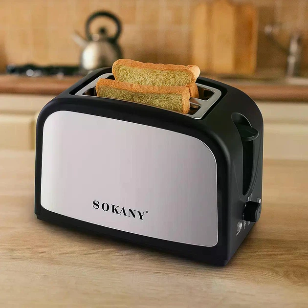 Тостер Sokany HJT-008S з режимом підігріву, чорний
