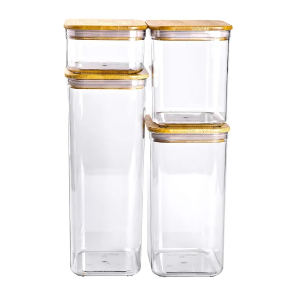 Набір банок для сипучих продуктів 4 штуки з бамбуковою кришкою