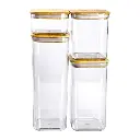 Набір банок для сипучих продуктів 4 штуки з бамбуковою кришкою