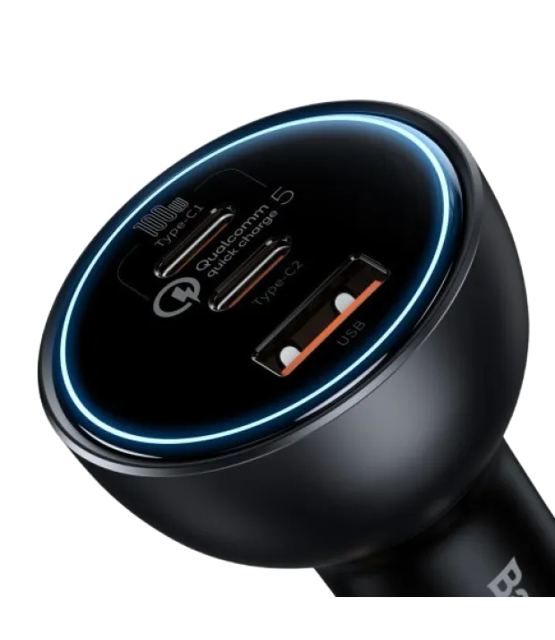 АЗП Baseus Qualcomm Multi-Port Fast Charge 160W (2xType-C+USB) + Кабель Type-C + Type-C 100W (gray)