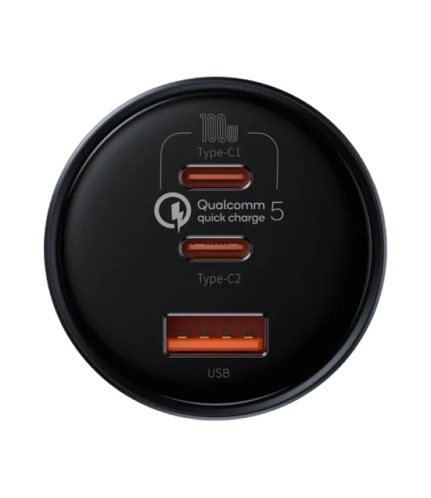 АЗП Baseus Qualcomm Multi-Port Fast Charge 160W (2xType-C+USB) + Кабель Type-C + Type-C 100W (gray)
