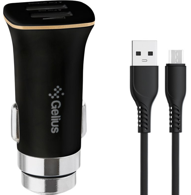 АЗУ Gelius Ultra Edition USB + MicroUSB 2.1A Black 1.2m