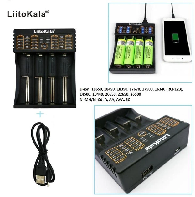 Універсальний зарядний пристрій LiitoKala Lii-402 для 18650, AA, AAA Li-Ion, LiFePO4, Ni-MH/Cd + PowerBank