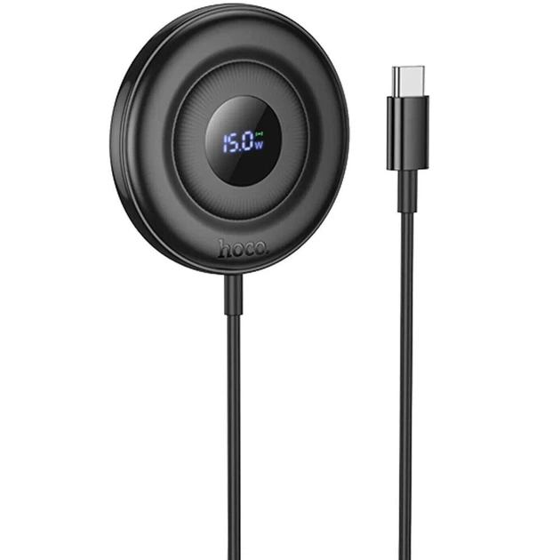Бездротове зарядне пристрій Hoco CW61 магнітний з цифровим дисплеєм black