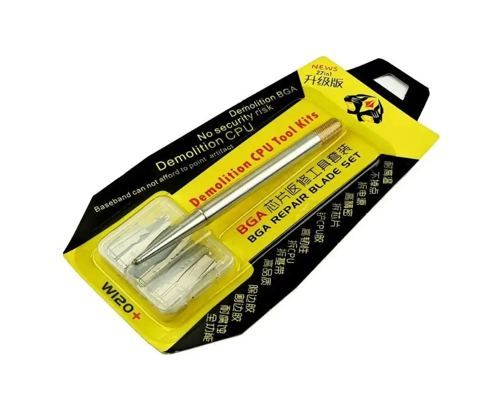Набір для ремонту друкованих плат і мікросхем AIDA W120+ (ручка з цангою, 27 тонких металевих лопаток)