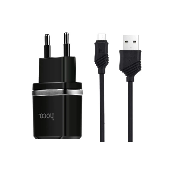 Зарядний пристрій Hoco C12 2 USB 2.4A Micro чорний