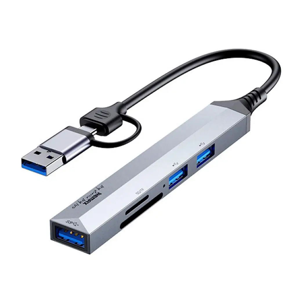 USB-HUB Remax RU-U7 Aluminum alloy 5-in-1 Type-C+USB (Сірий)