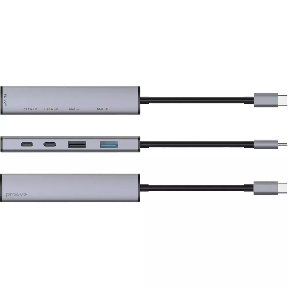 Type-C-Хаб Proove Arc Link 5 in 1 (2*USB3.0 + 3*Type-C3.0) silver
