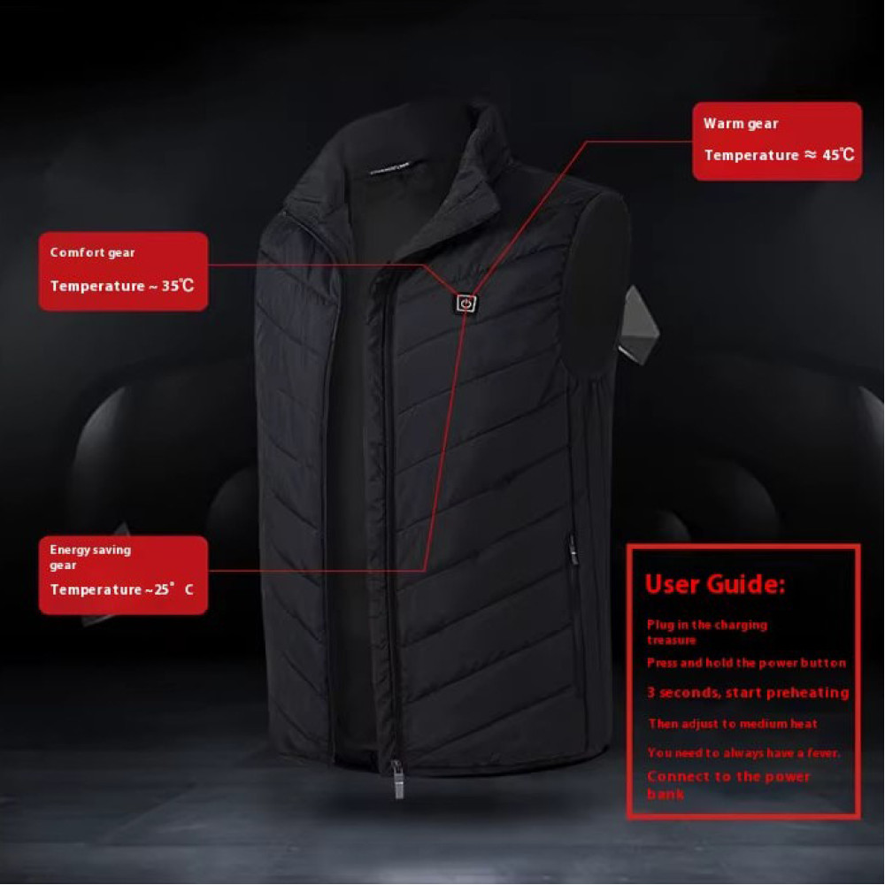 Жилет (5XL) з підігрівом 4 зони підігріву, USB-порт (Чорний)