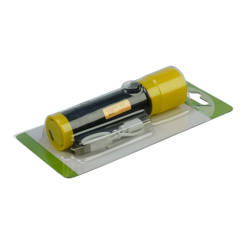 LED ліхтарик акумуляторний Kongjiangbing KJB-179 140 lm, з бічним підсвічуванням 300 mAh, Type-C, yellow black