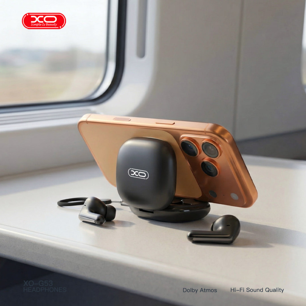 Бездротові навушники XO G53 ANC/ENC Earbuds з функцією підставки д/тел. (Чорний)
