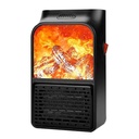 Міні Електрообігрівач у розетку Flame Heater 1000W з підсвічуванням + пульт керування, LED дисплей (Чорний)