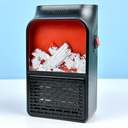 Міні Електрообігрівач у розетку Flame Heater 1000W з підсвічуванням + пульт керування, LED дисплей (Чорний)