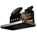 Бездротовий зарядний пристрій Hoco DWQ03 4в1 з вбудованим будильником black