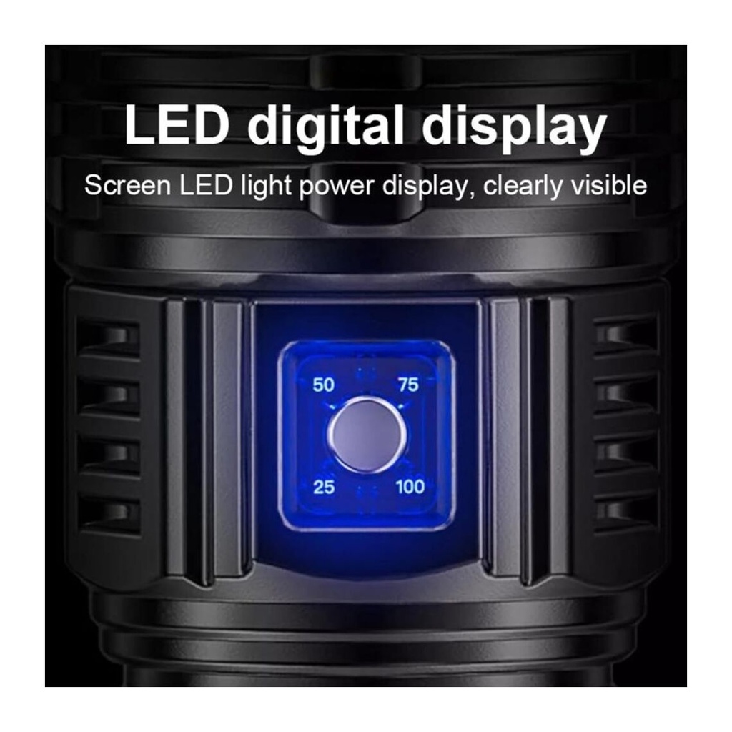 LED ліхтарик акумуляторний LF-S33, 6000 mAh, Type-C, Zoom, 5 режимів, Power Bank, black