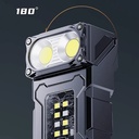 LED ліхтарик акумуляторний LED + COB, 1200 mAh, Type-C, 7 режимів, поворотний, магніт, кліпса, дисплей заряду, black