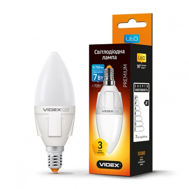Videx Premium VL-C37-07144 (E14/7w/220V/4100k) LED light bulb.