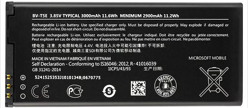 Battery for Nokia BV-T5E (Microsoft Lumia 950)