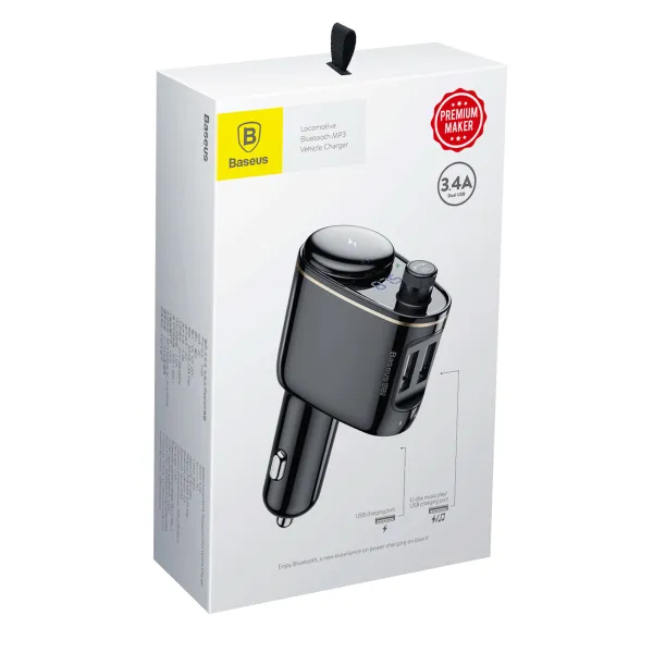 FM Modulator Baseus Locomotive Bluetooth MP3 Vehicle Charger (CCALL-RH01) Black