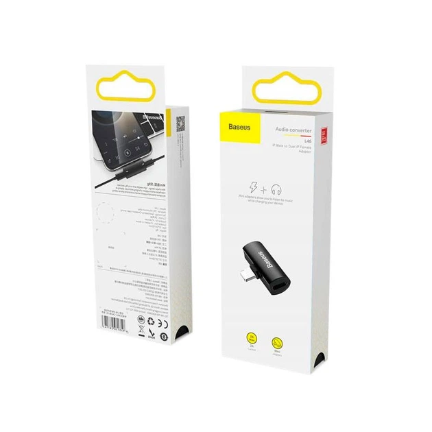 Adapter Baseus L46 Lightning Male to 2 Lightning Female Black