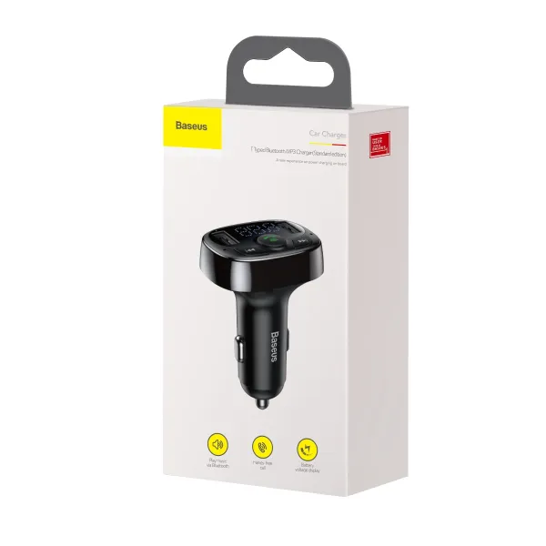 FM Modulator Baseus T-Typed Bluetooth MP3/Charger with Car Holder (CCTM-01) Black