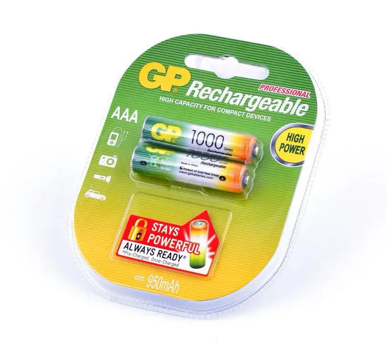 Акумуляторна батарея AAA (R-3) GP 1000 mAh (100AAAHC-U2) (2шт на блістері)