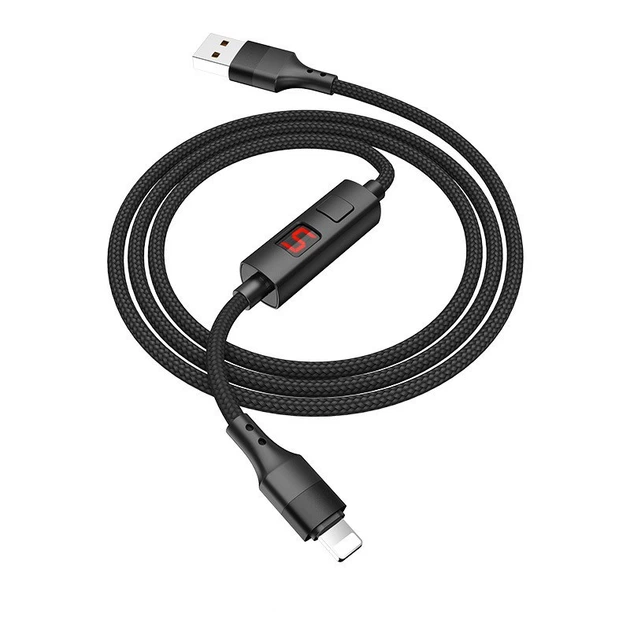 USB Cable Hoco S13 iPhone X Black 1m (with timer)