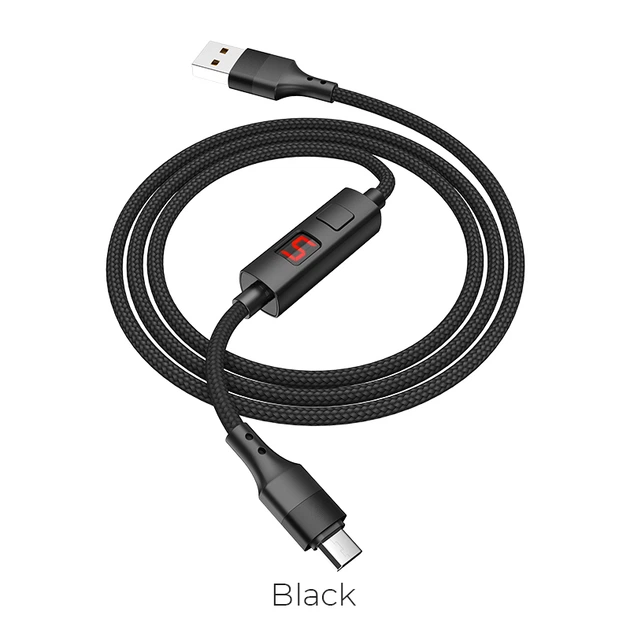 USB Cable Hoco S13 Central Control MicroUSB Black 1m (with display timer)