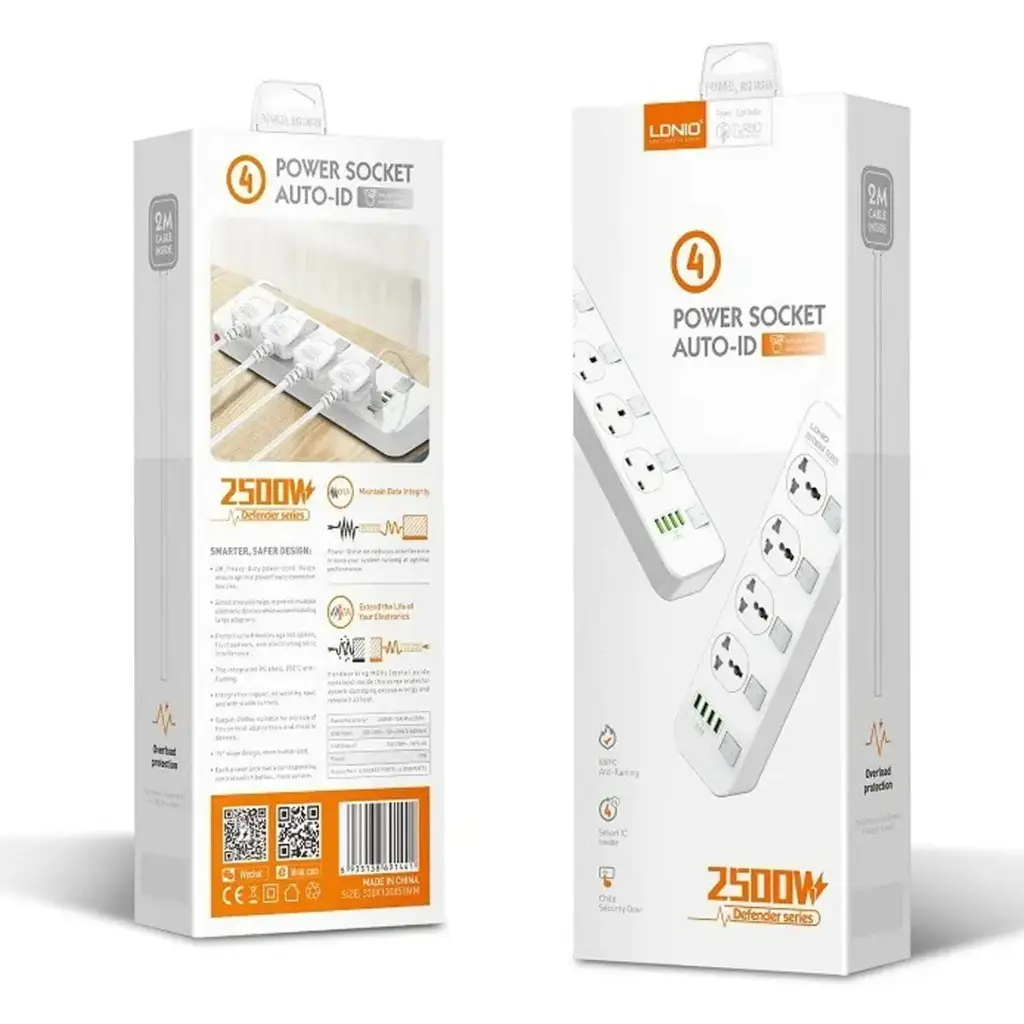 Подовжувач Ldnio SC4408 Port Multi Plug Extension Cord with 4-USB Outlets