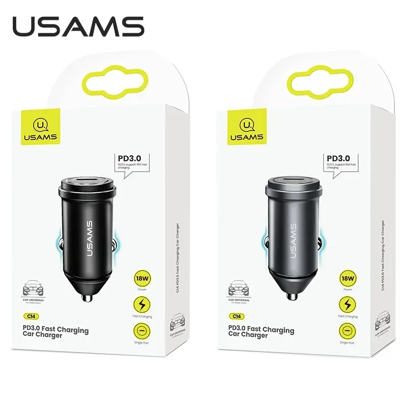 USAMS US-CC095 C14 18W PD3.0 Fast Charging Car Charger \black