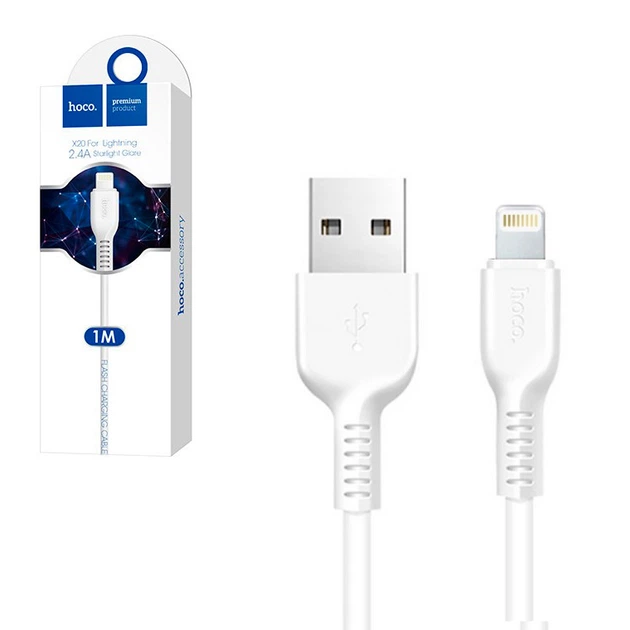 USB кабель Hoco X20 Flash iPhone (1000mm) білий