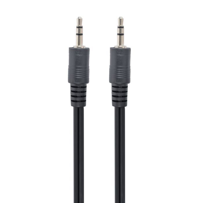 AUX cable fabric with gold 2 pin (1M) (black)