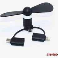 Вентилятор Mobile 3in1 Micro/Lightning/Type-C (Чорний)