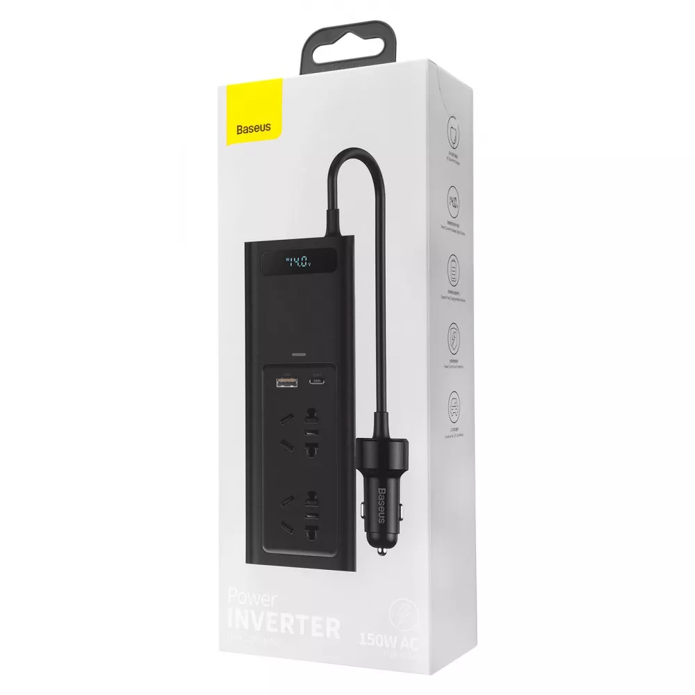 Автомобільний інвертор Baseus In Car Inverter 150W (110V US/JP) Black 
