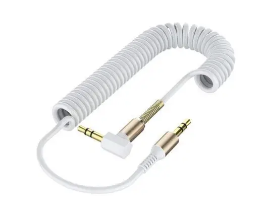 AUX кабель SP-206 3.5/ 3.5 1.5m пружинний білий