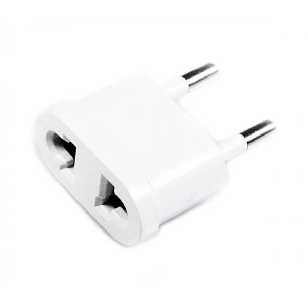 Adapter from American (flat) plug to European socket, white
