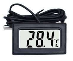 Digital electronic thermometer with a remote sensor, black