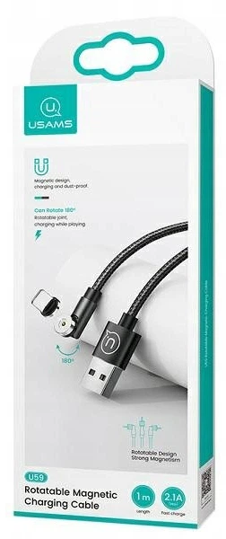 USB кабель USAMS US-SJ474 U59 Micro Rotatable Magnetic Charging Cable 1m/black