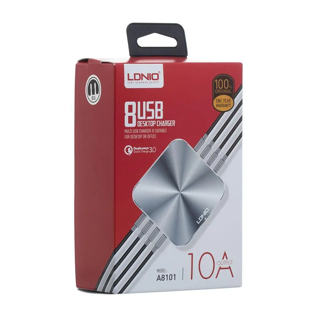 LDNIO A8101 QC3.0 8USB 10A Power Strip (Gray)