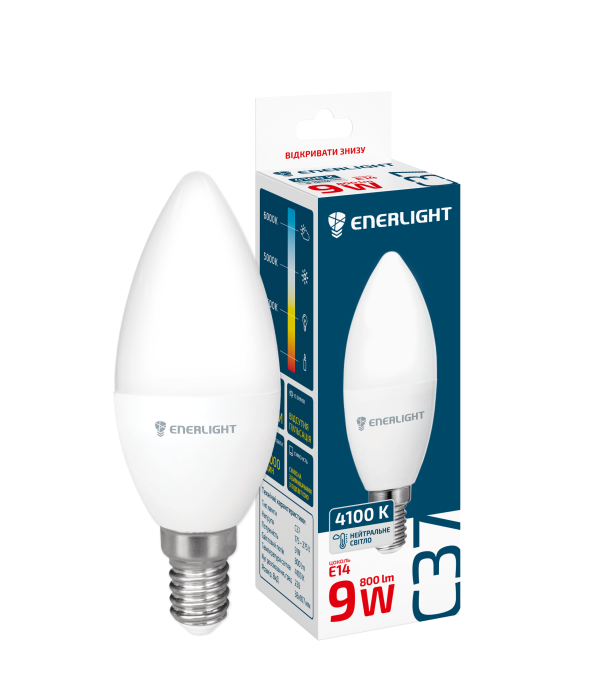 ЛАМПА СВІТЛОДІОДНА ENERLIGHT С37 9ВТ 4100K E14
