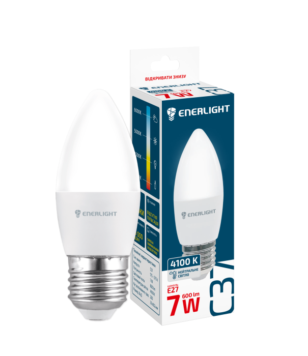 Лампа світлодіодна ENERLIGHT С37 7Вт 4100K E27