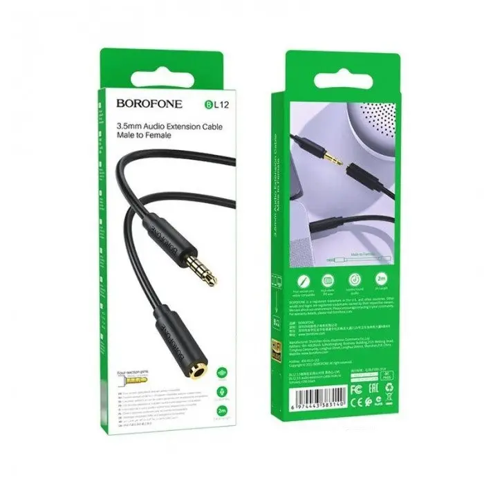 AUX extension cable Borofone BL12 3.5 2m black
