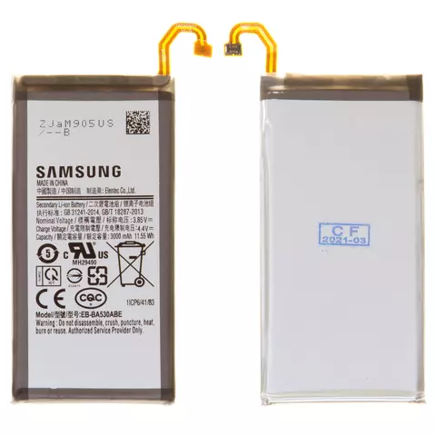 Battery EB-BA530ABE for Samsung A530 Galaxy A8 (2018), Li-ion, 3.85 B, 3000 mAh,