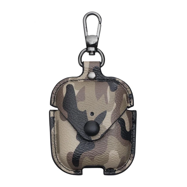 AirPods 1/2 Camouflage Leather Case (Black-Brown)